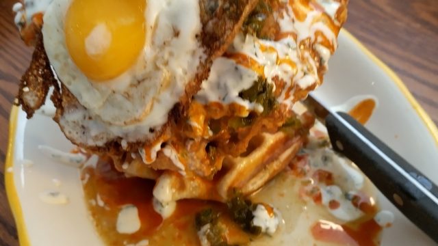 Chicken and waffles at Cardinal Provisions