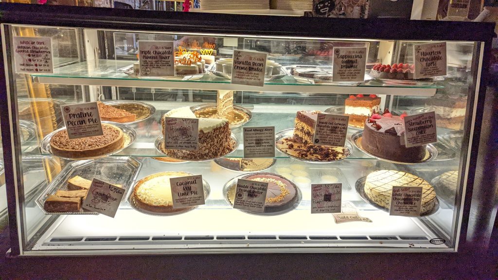 Display of desserts at Lulu's Chocolate Bar in Savannah.